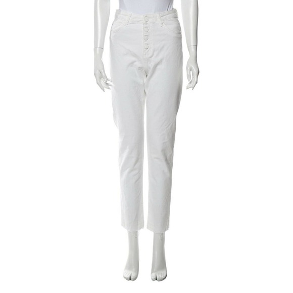 Sandro Paris High Rise Button Raw Hem Denim Jeans White Size European 36 |‎ 4 - Picture 1 of 11